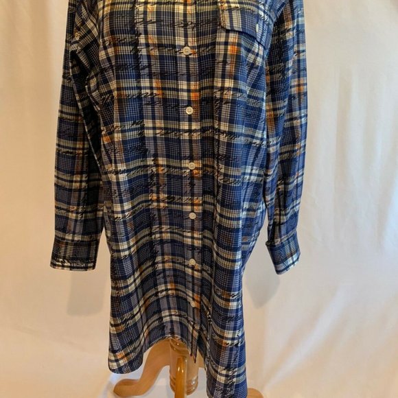 Burberry London Chava Scribble Check SILK Shirt Blouse Size US 4 NWT Navy $490 - Picture 4 of 7